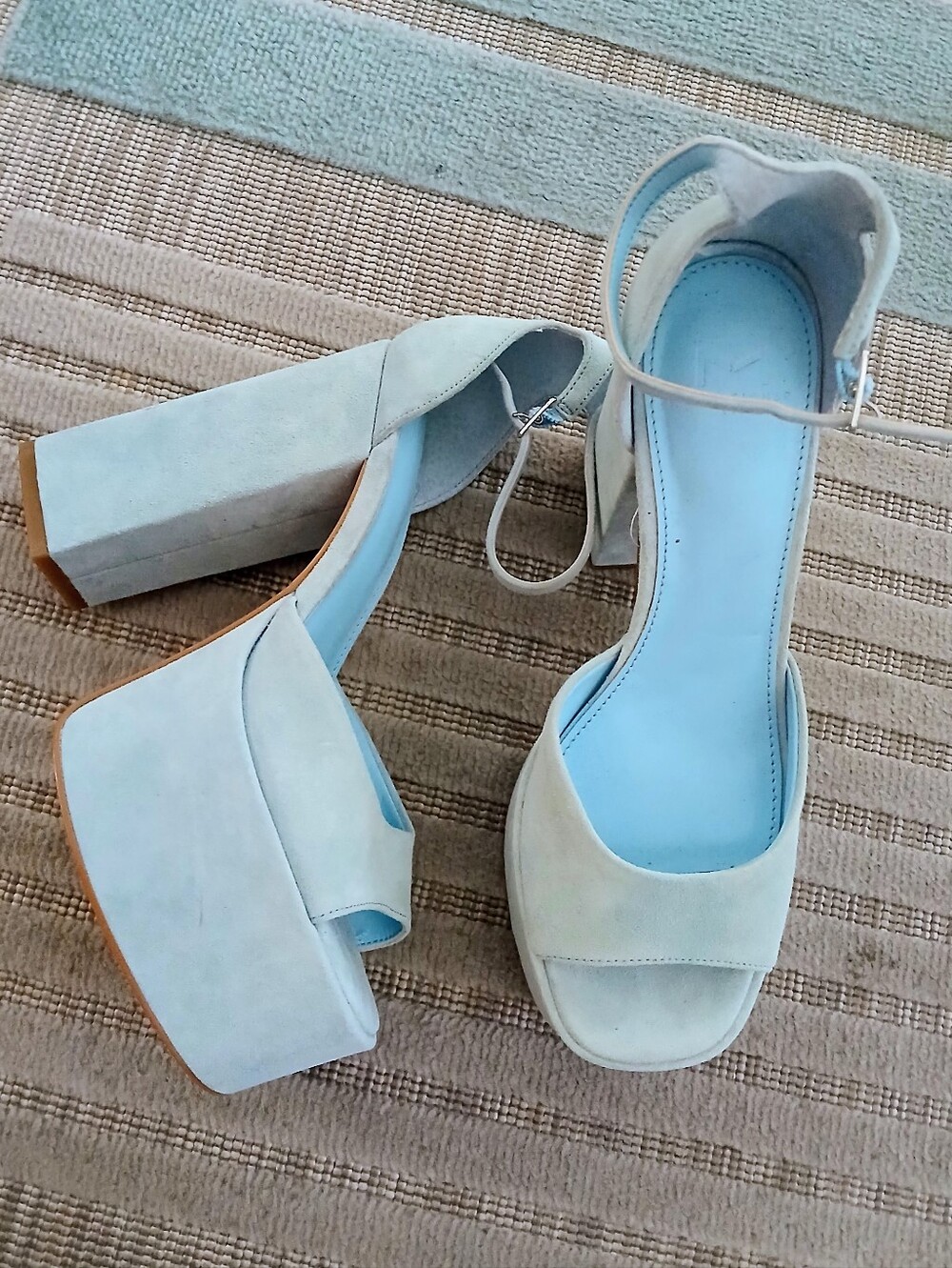 Marc Fisher Powder Blue Suede Platform Ankle-Strap Platform Shoes New 7M
